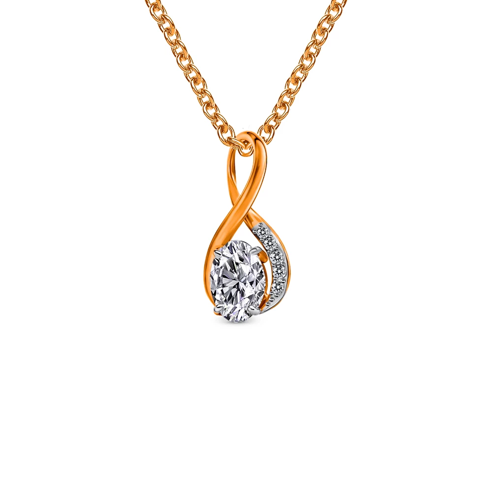 Подвес с фианитами из красного золота 585 пробы