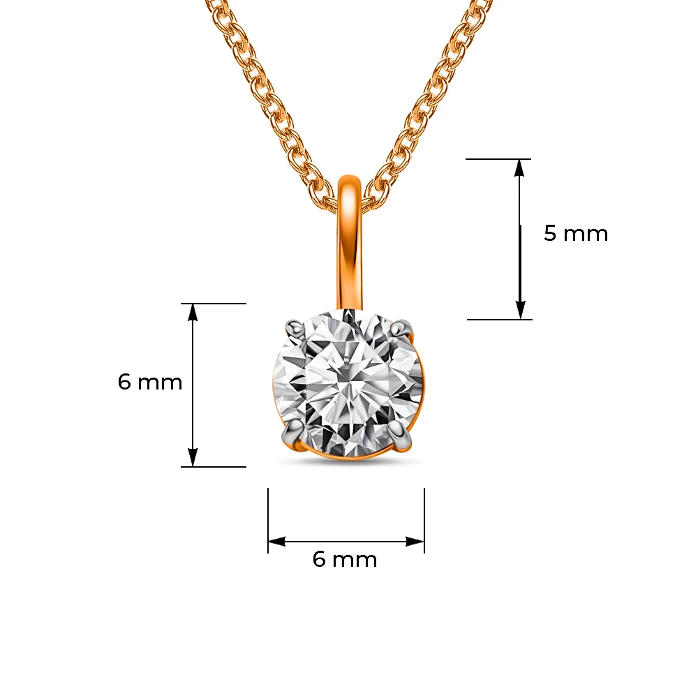 Подвес с фианитом из красного золота 585 пробы