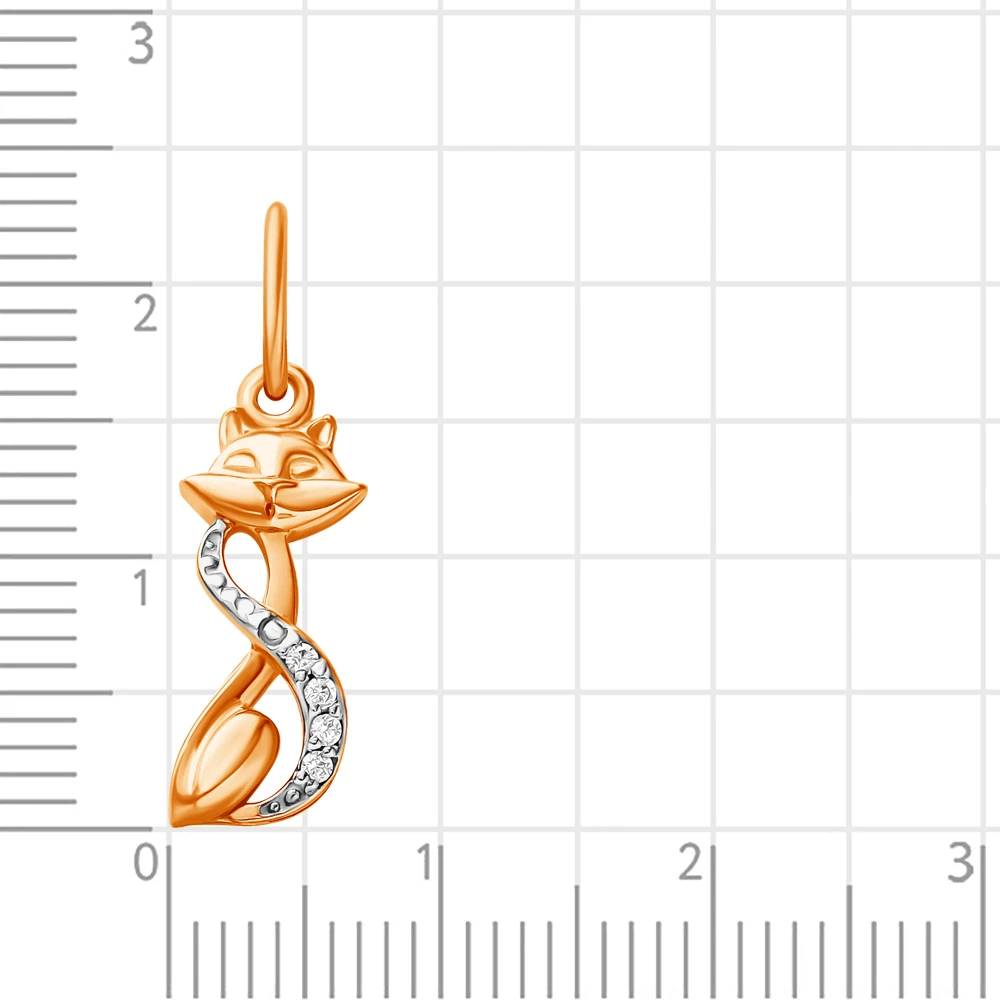 Подвес  Кошка с фианитами из красного золота 375 пробы