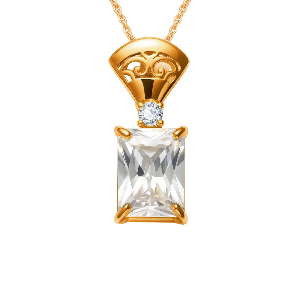 Подвес с фианитами из красного золота 585 пробы