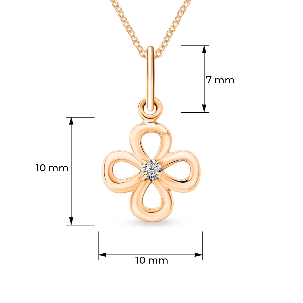 Подвес с фианитом из красного золота 585 пробы