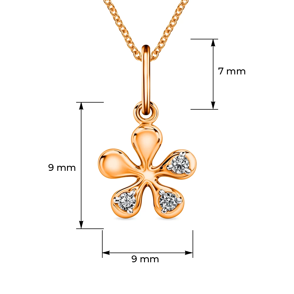 Подвес с фианитами из красного золота 375 пробы