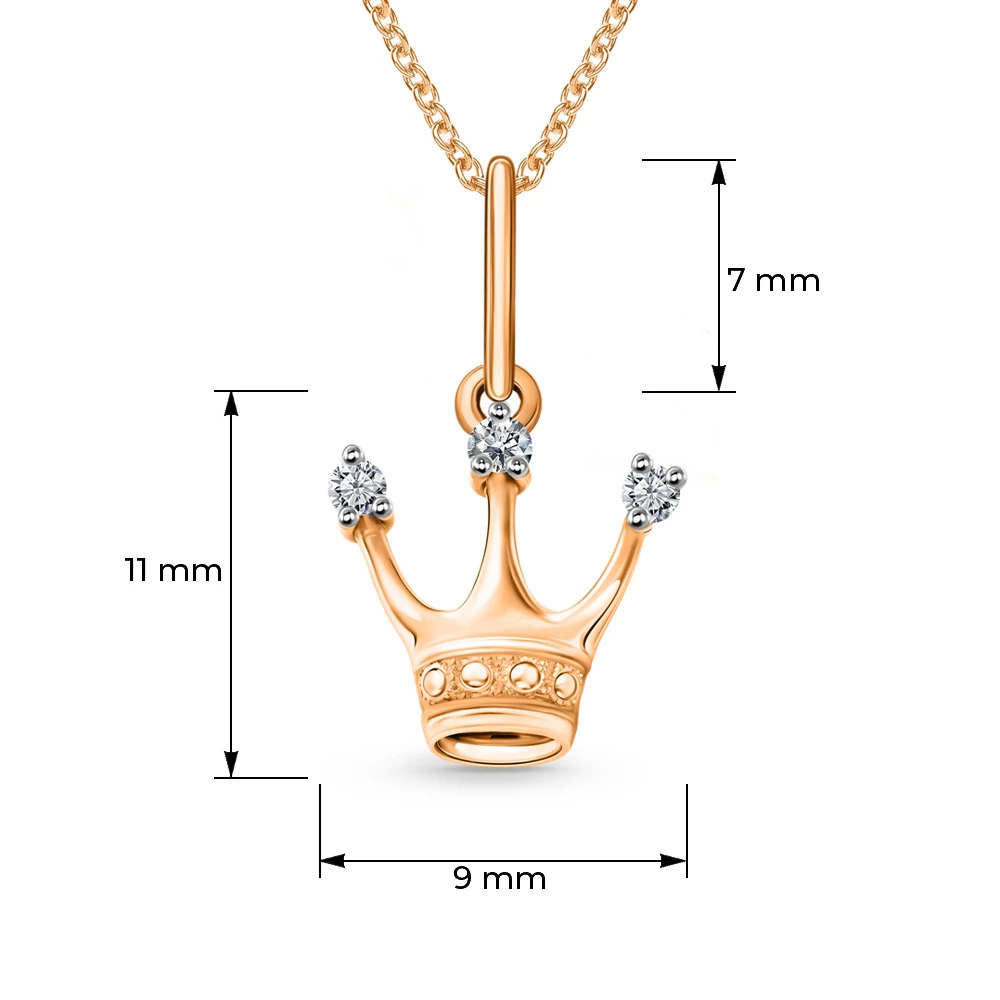 Подвес с фианитами из красного золота 585 пробы