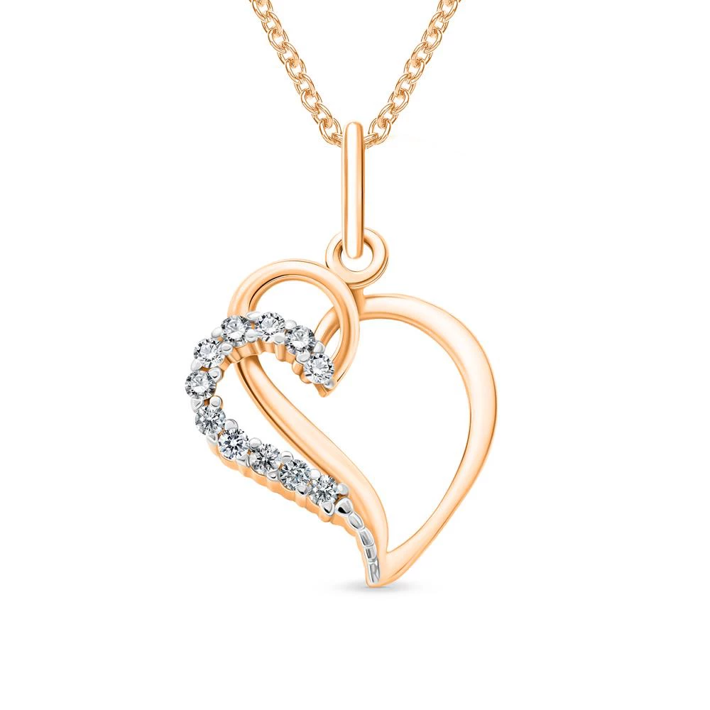 Подвес с фианитами из красного золота 585 пробы