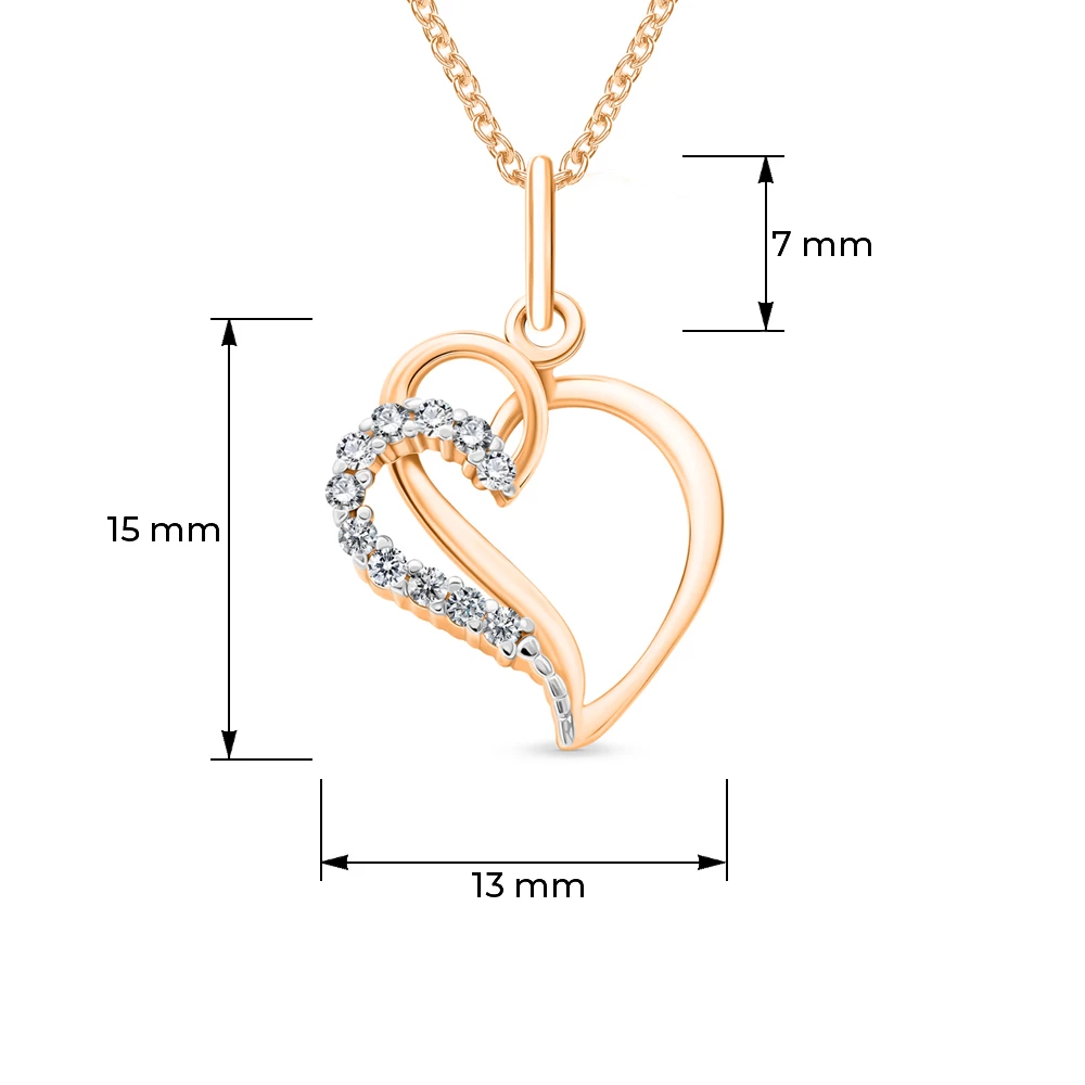 Подвес с фианитами из красного золота 585 пробы