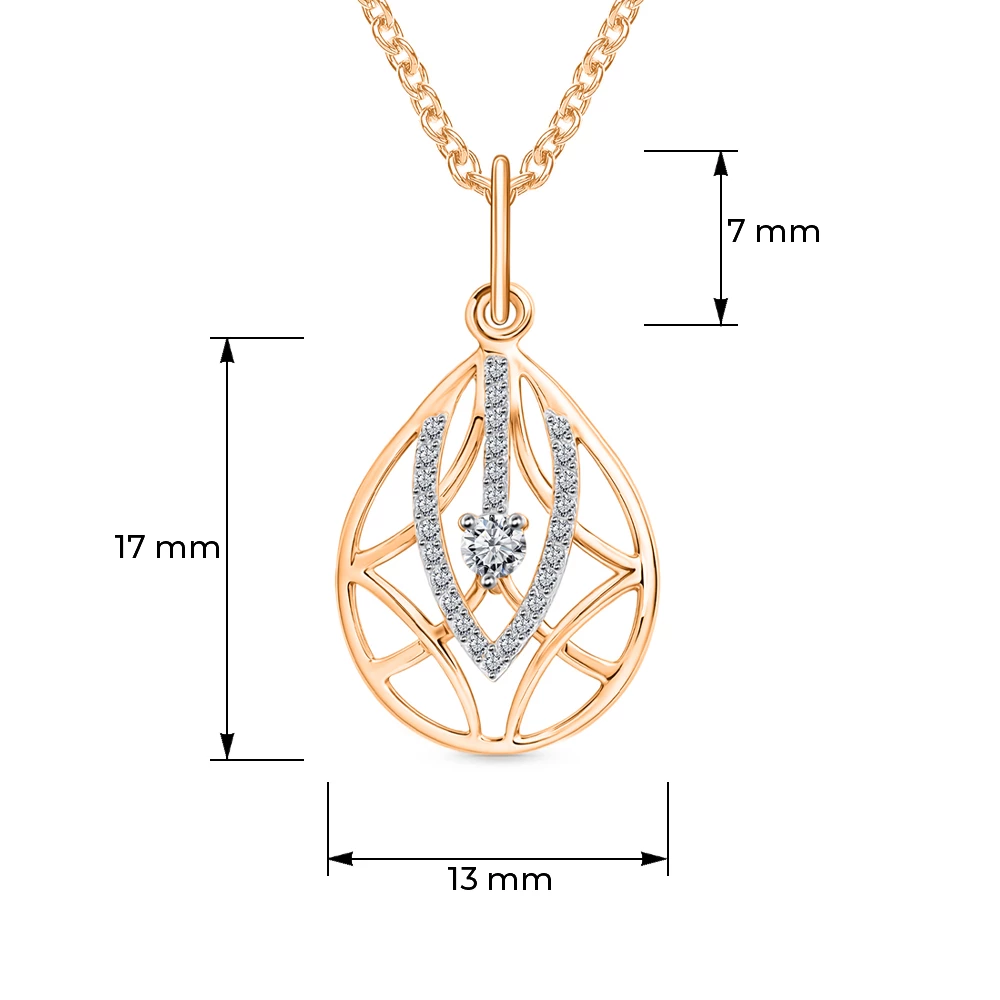 Подвес с фианитами из красного золота 585 пробы 2