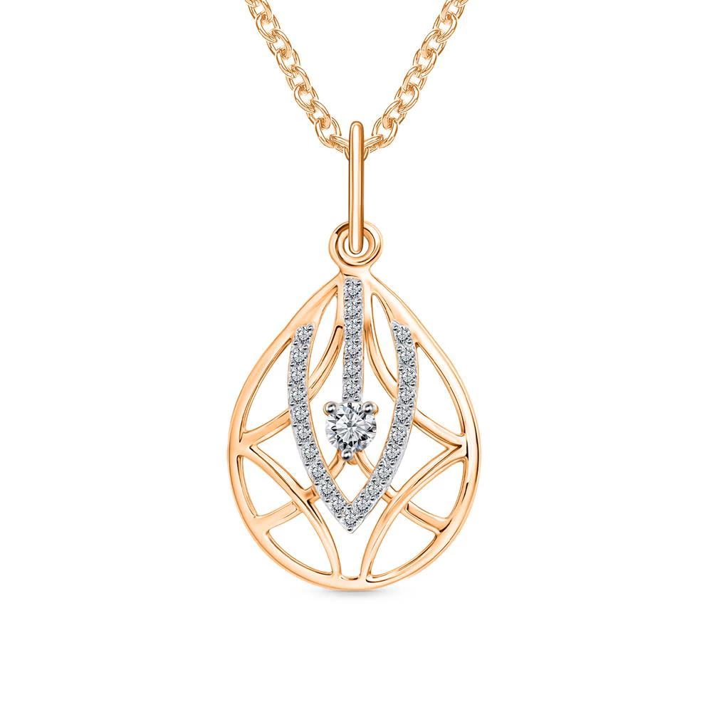 Подвес с фианитами из красного золота 585 пробы 1