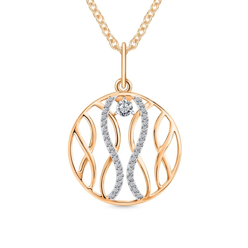 Подвес с фианитами из красного золота 585 пробы