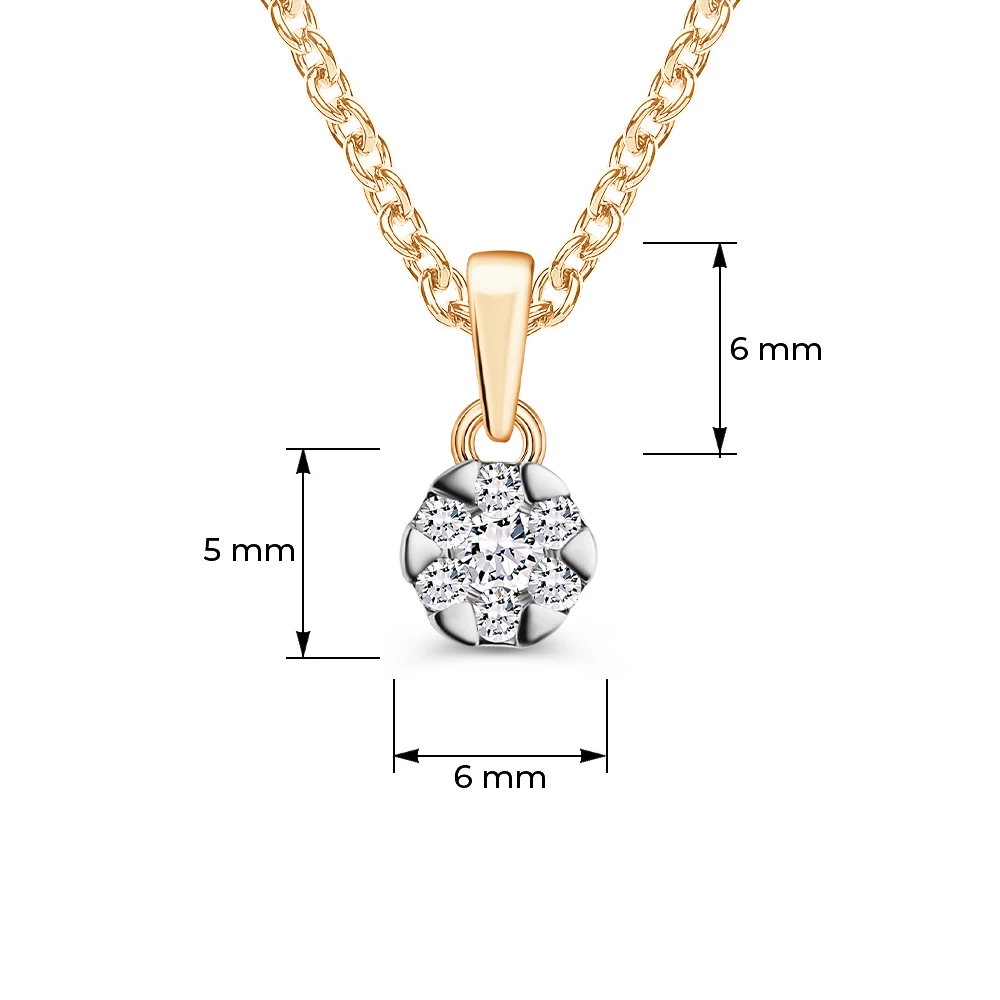 Подвес с фианитами из красного золота 585 пробы