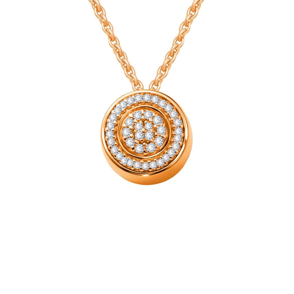 Подвес с фианитами из красного золота 375 пробы