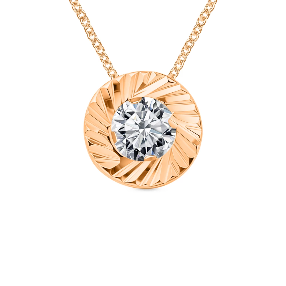 Подвес с фианитом из красного золота 585 пробы