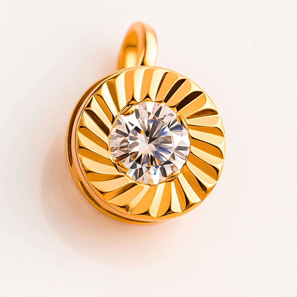 Подвес с фианитом из красного золота 585 пробы