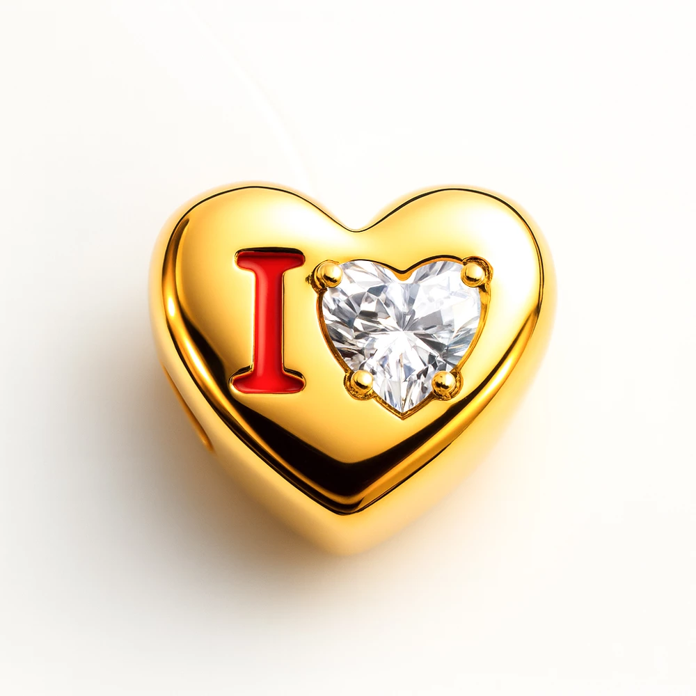 Подвес с фианитом из красного золота 585 пробы