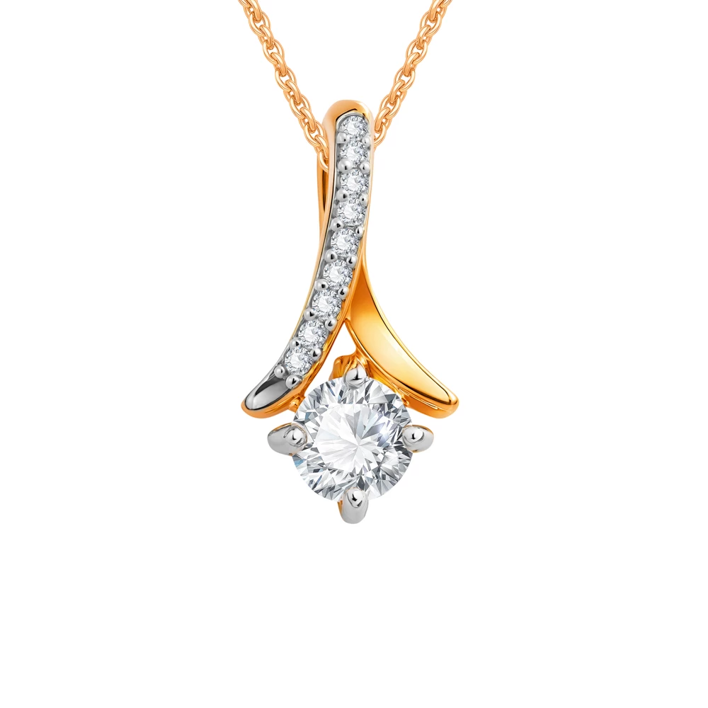 Подвес с фианитами из красного золота 585 пробы Подвес с фианитами из красного золота 585 пробы