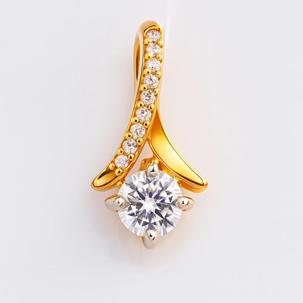 Подвес с фианитами из красного золота 585 пробы