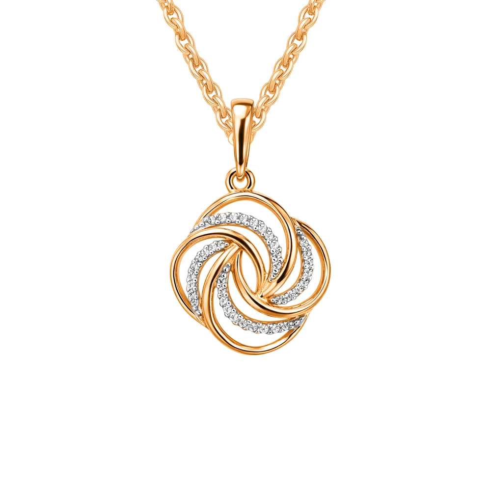 Подвес с фианитами из красного золота 375 пробы