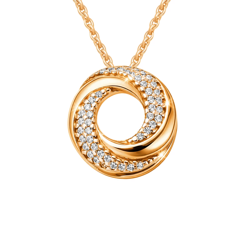 Подвес с фианитами из красного золота 375 пробы