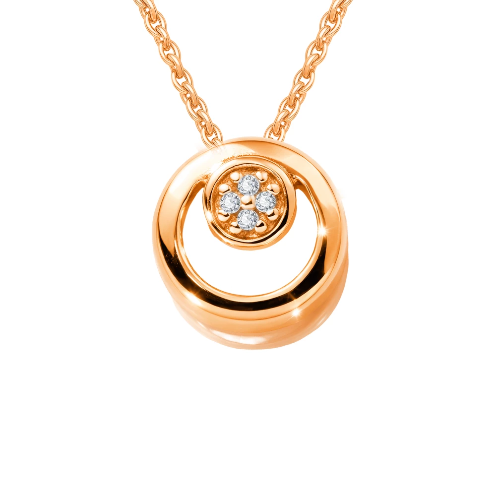 Подвес с фианитами из красного золота 375 пробы