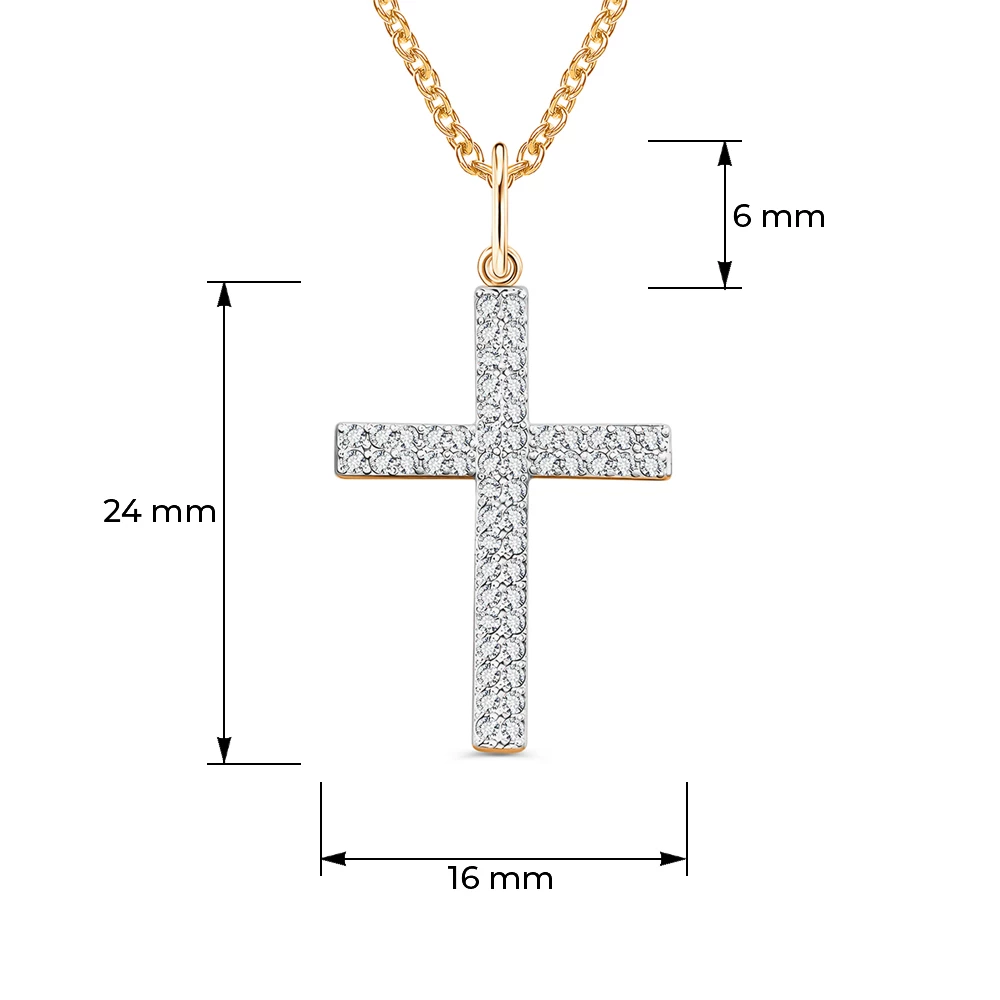 Подвес с фианитами из красного золота 585 пробы