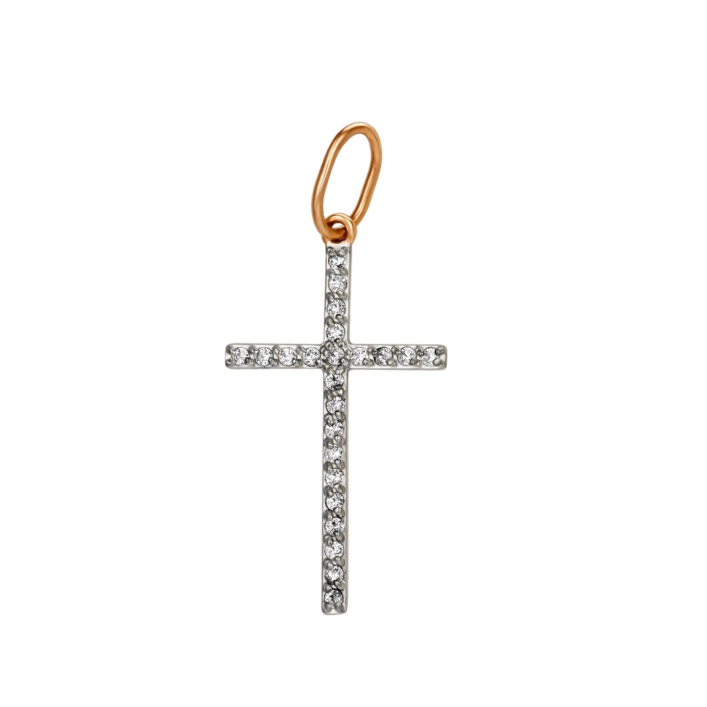 Подвес с фианитами из красного золота 375 пробы