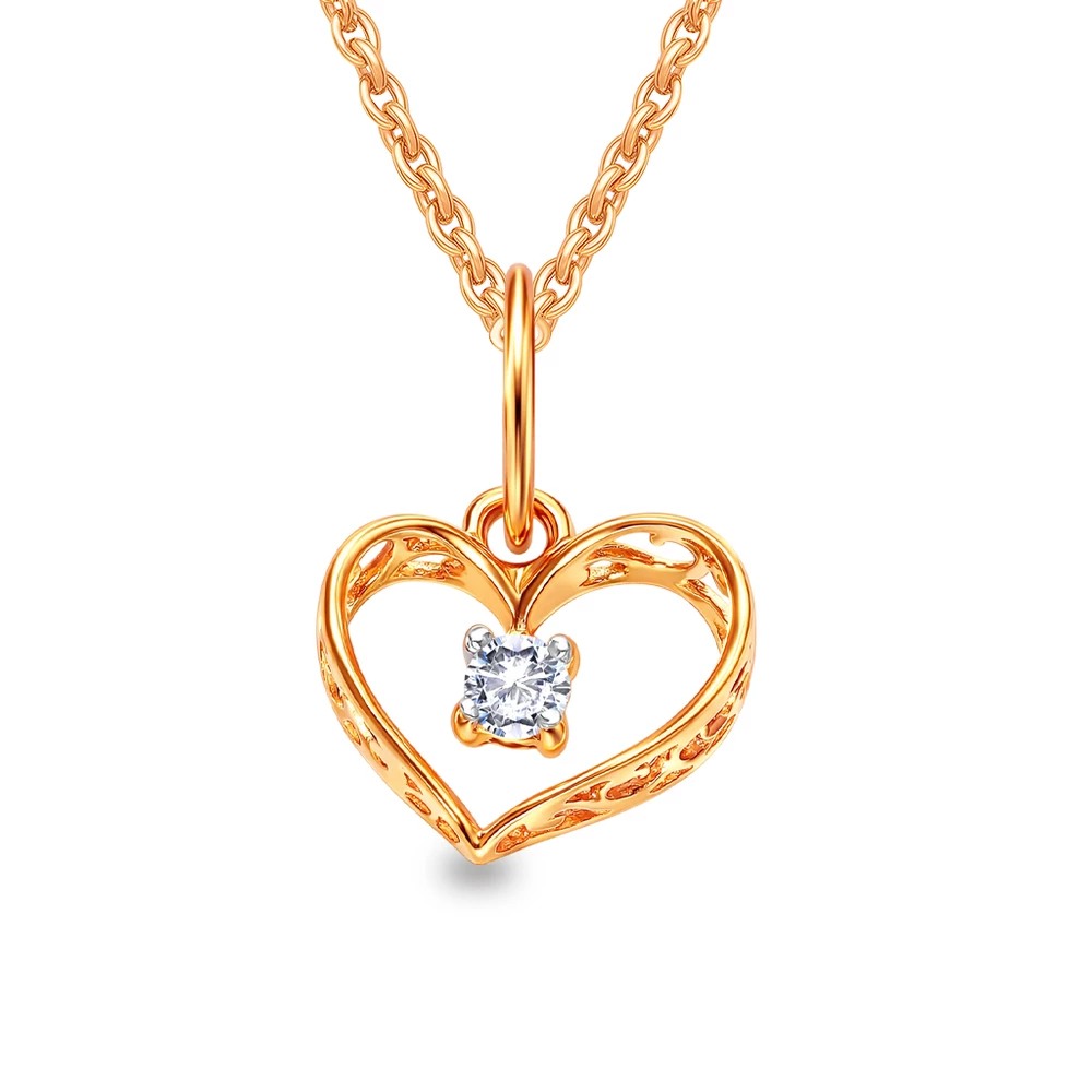 Подвес с фианитом из красного золота 375 пробы