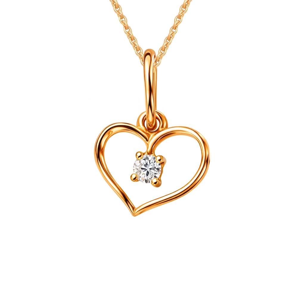 Подвес с фианитом из красного золота 375 пробы