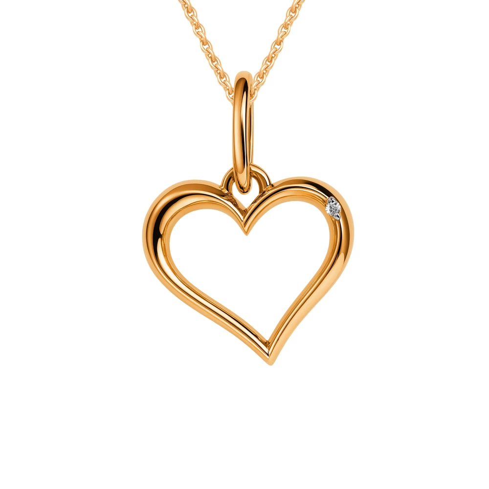 Подвес с фианитом из красного золота 585 пробы