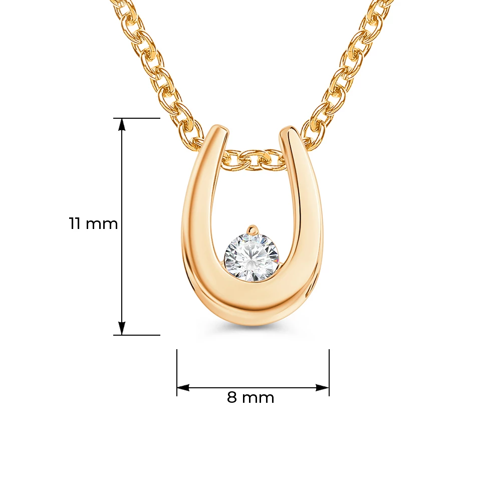 Подвес с фианитом из красного золота 585 пробы