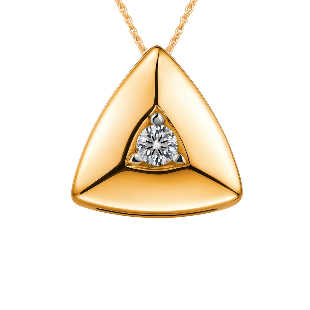 Подвес с фианитом из красного золота 585 пробы