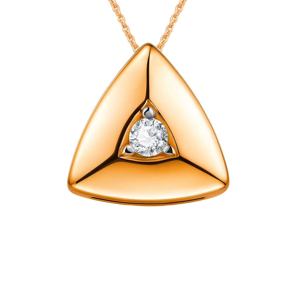 Подвес с фианитом из красного золота 585 пробы