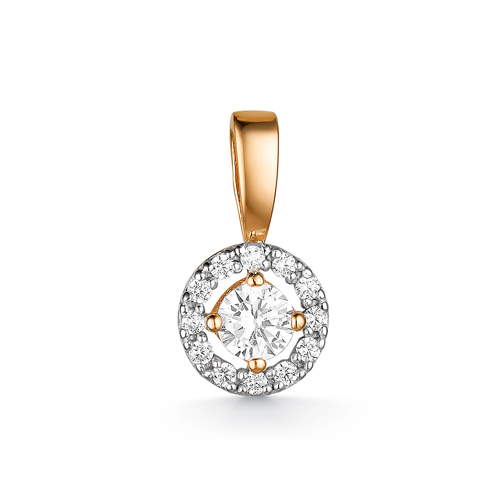 Подвес с фианитами из красного золота 585 пробы