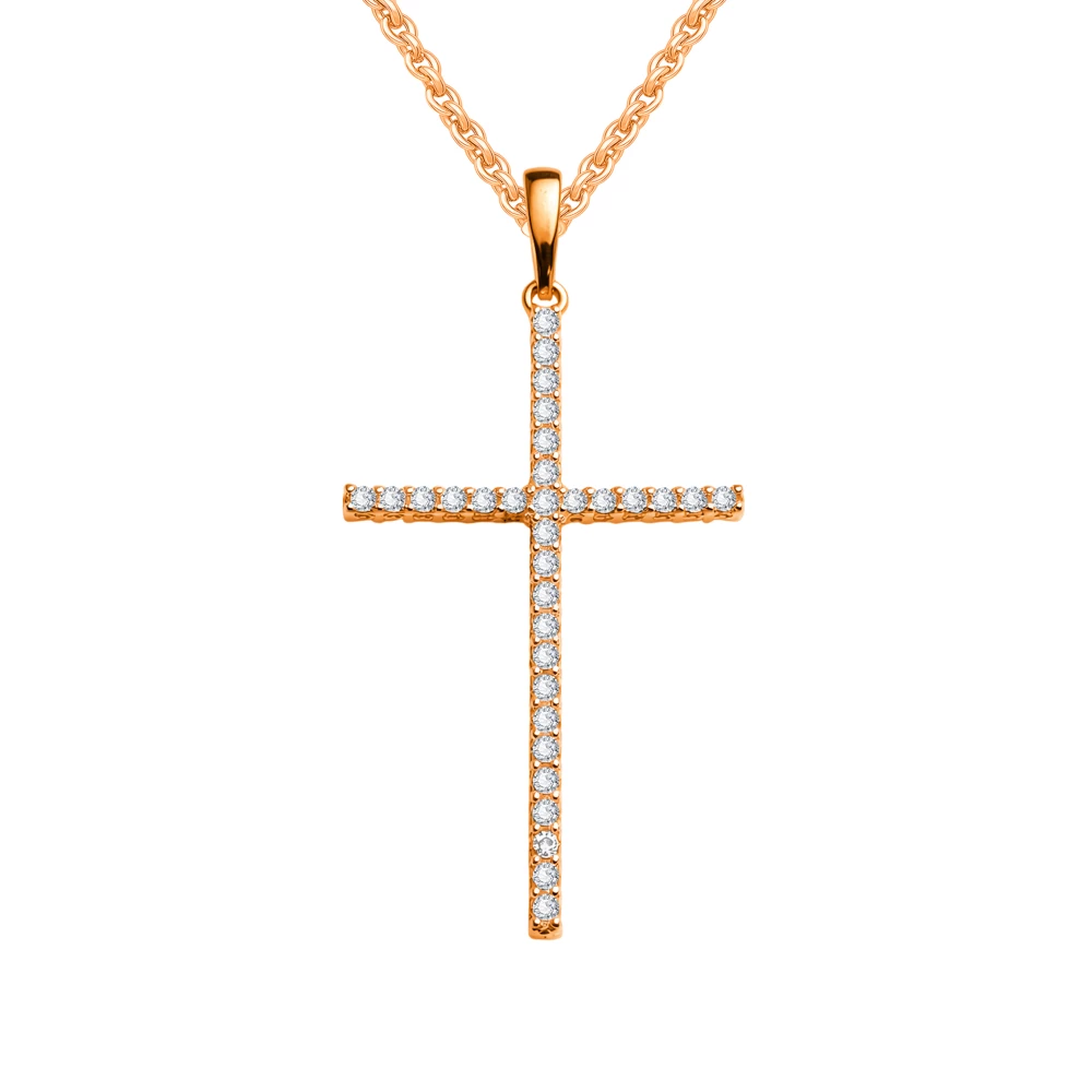 Подвес с фианитами из красного золота 585 пробы