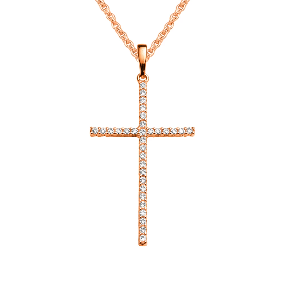 Подвес с фианитами из красного золота 585 пробы