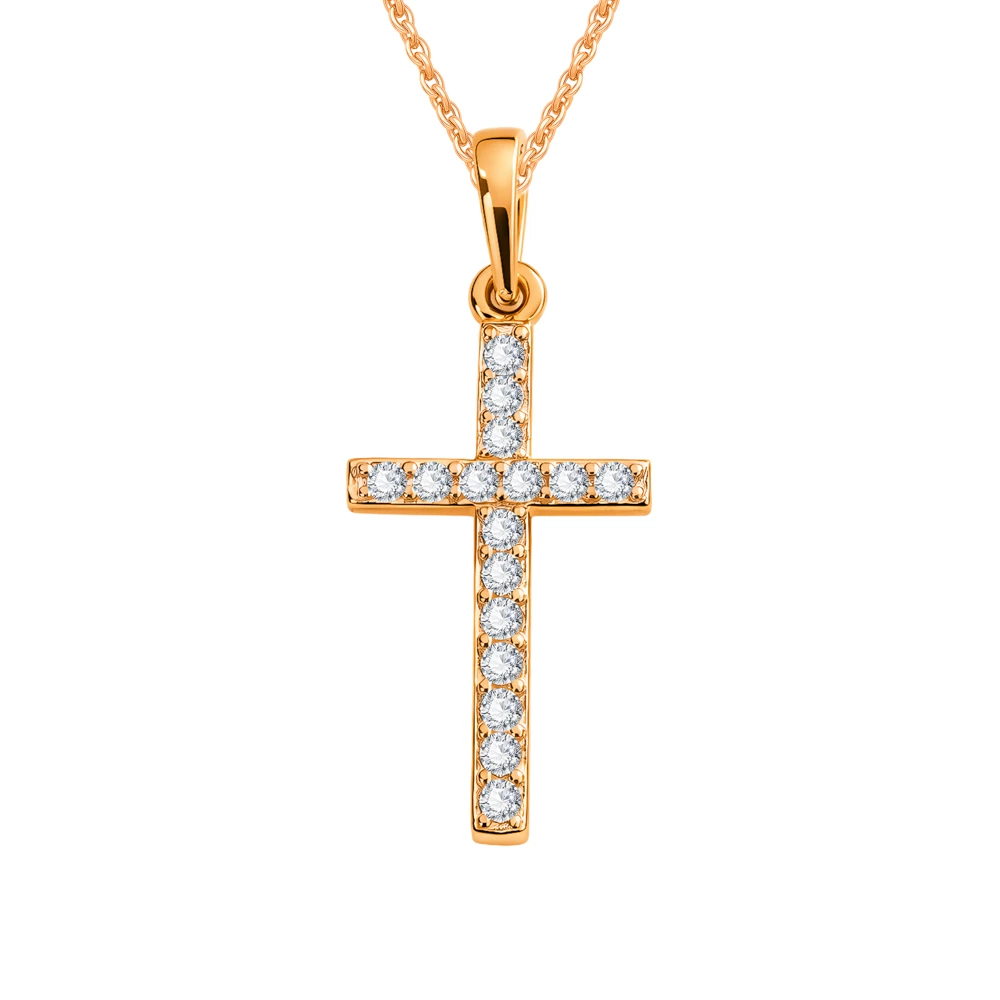 Подвес с фианитами из красного золота 585 пробы