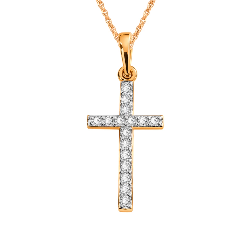 Подвес с фианитами из красного золота 585 пробы