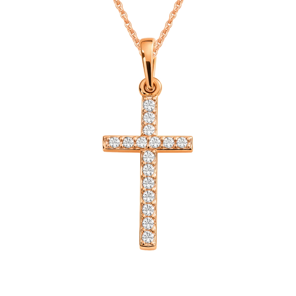 Подвес с фианитами из красного золота 585 пробы