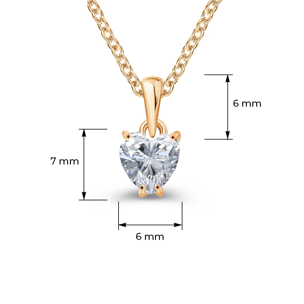 Подвес с фианитом из красного золота 585 пробы