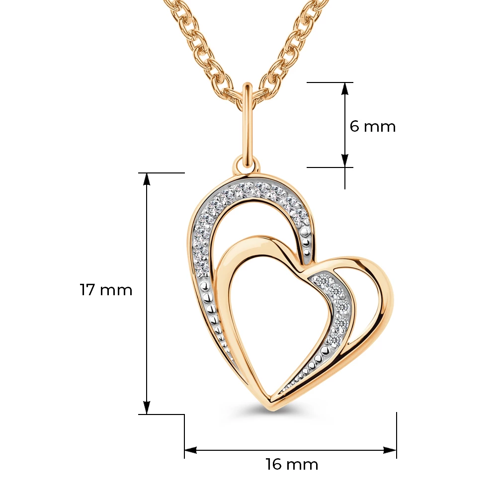 Подвес с фианитами из красного золота 375 пробы