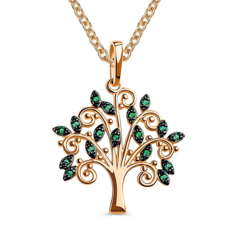 Подвес с фианитами из красного золота 585 пробы