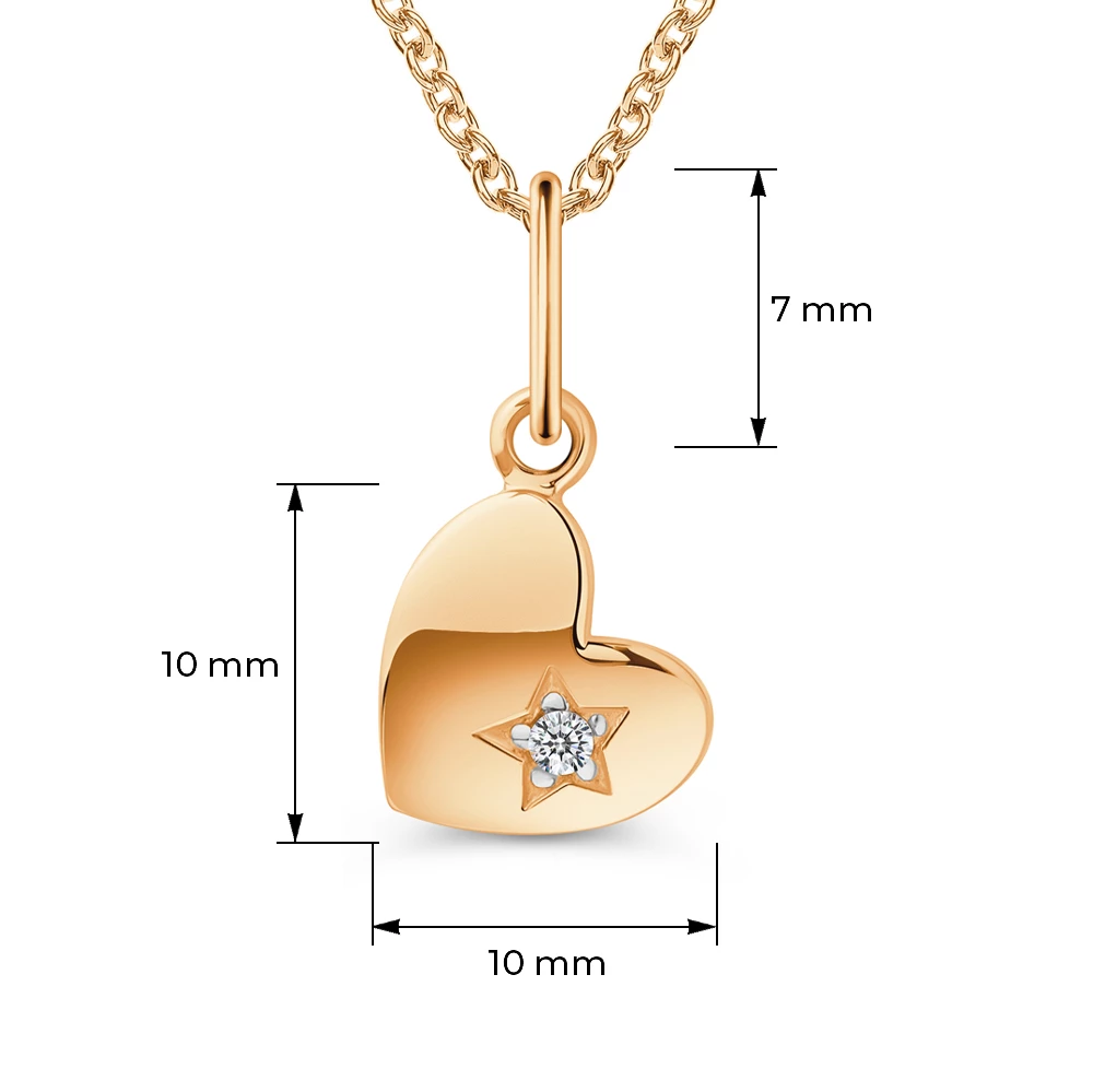 Подвес с фианитом из красного золота 585 пробы