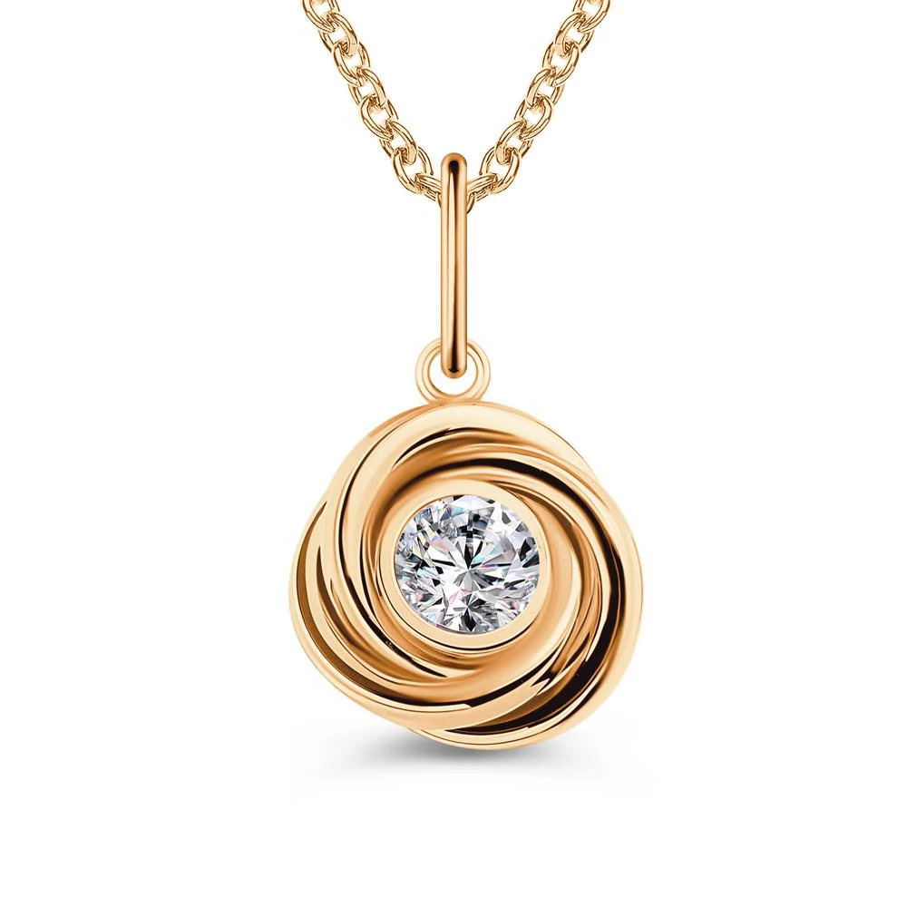 Подвес с фианитом из красного золота 585 пробы