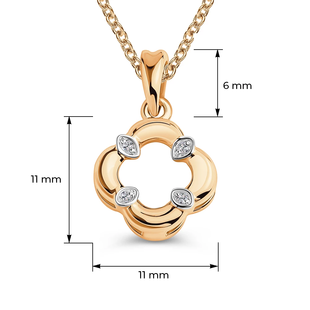 Подвес с фианитами из красного золота 585 пробы