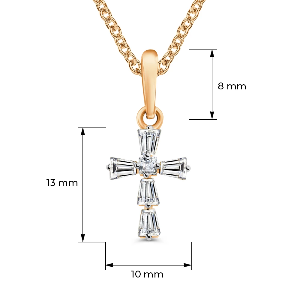 Подвес с фианитами из красного золота 585 пробы