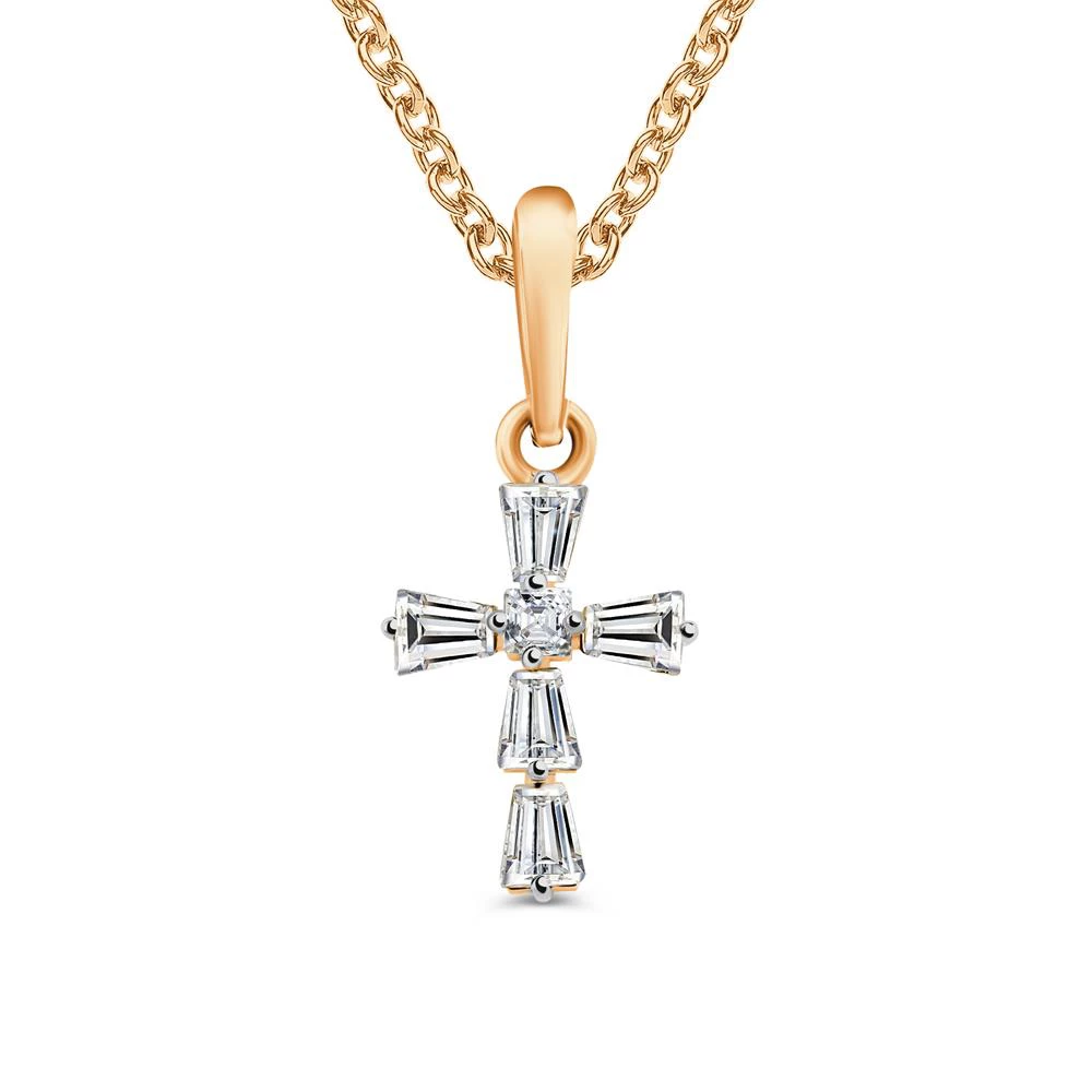 Подвес с фианитами из красного золота 585 пробы