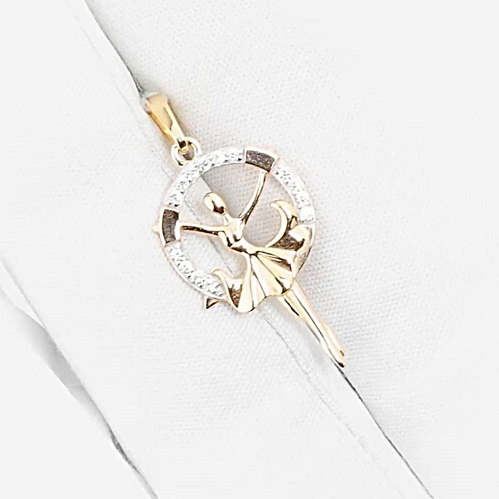 Подвес с фианитами из красного золота 585 пробы Подвес с фианитами из красного золота 585 пробы