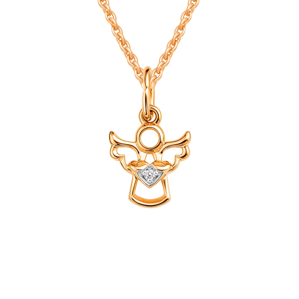 Подвес с фианитом из красного золота 375 пробы