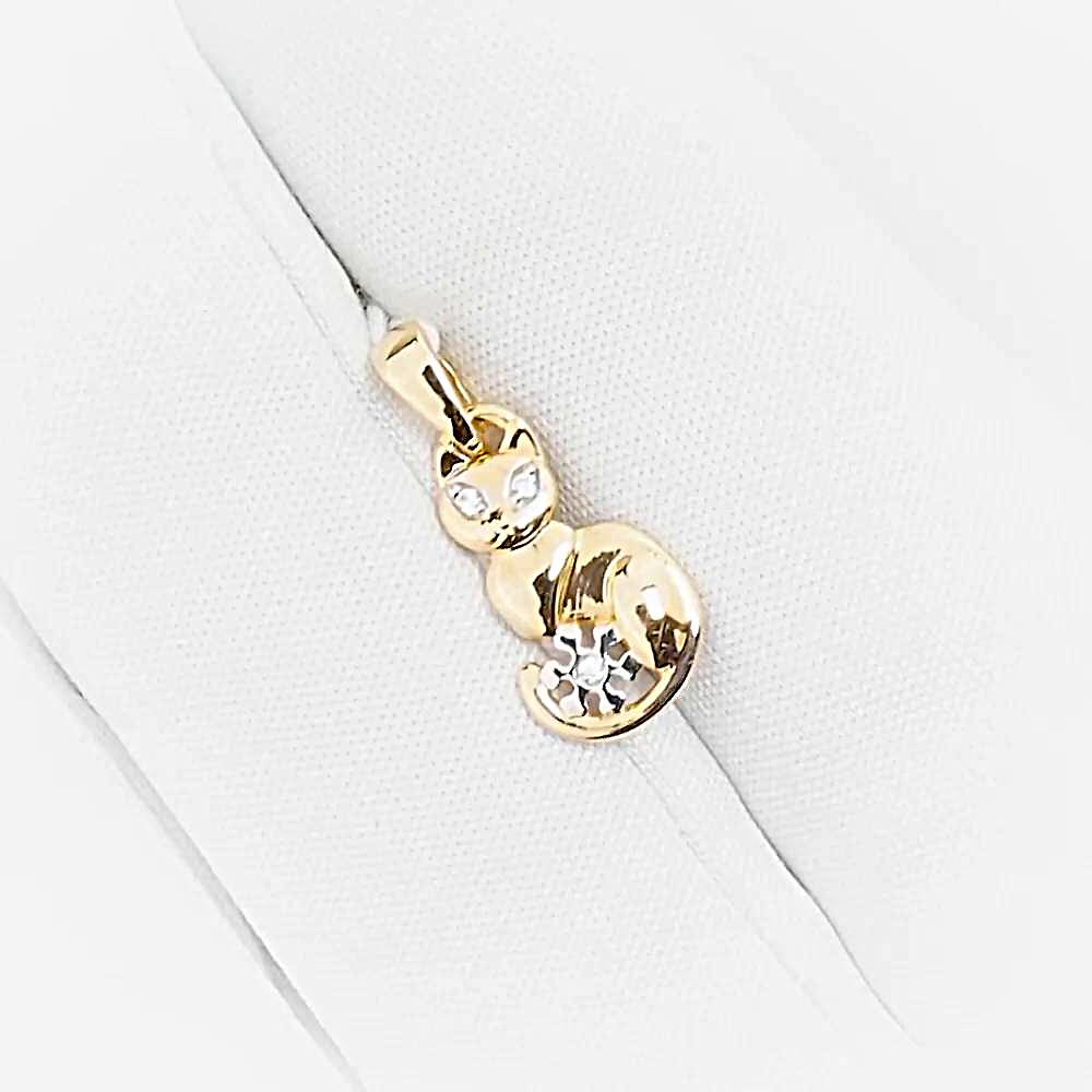 Подвес  Кошка с фианитами из красного золота 375 пробы