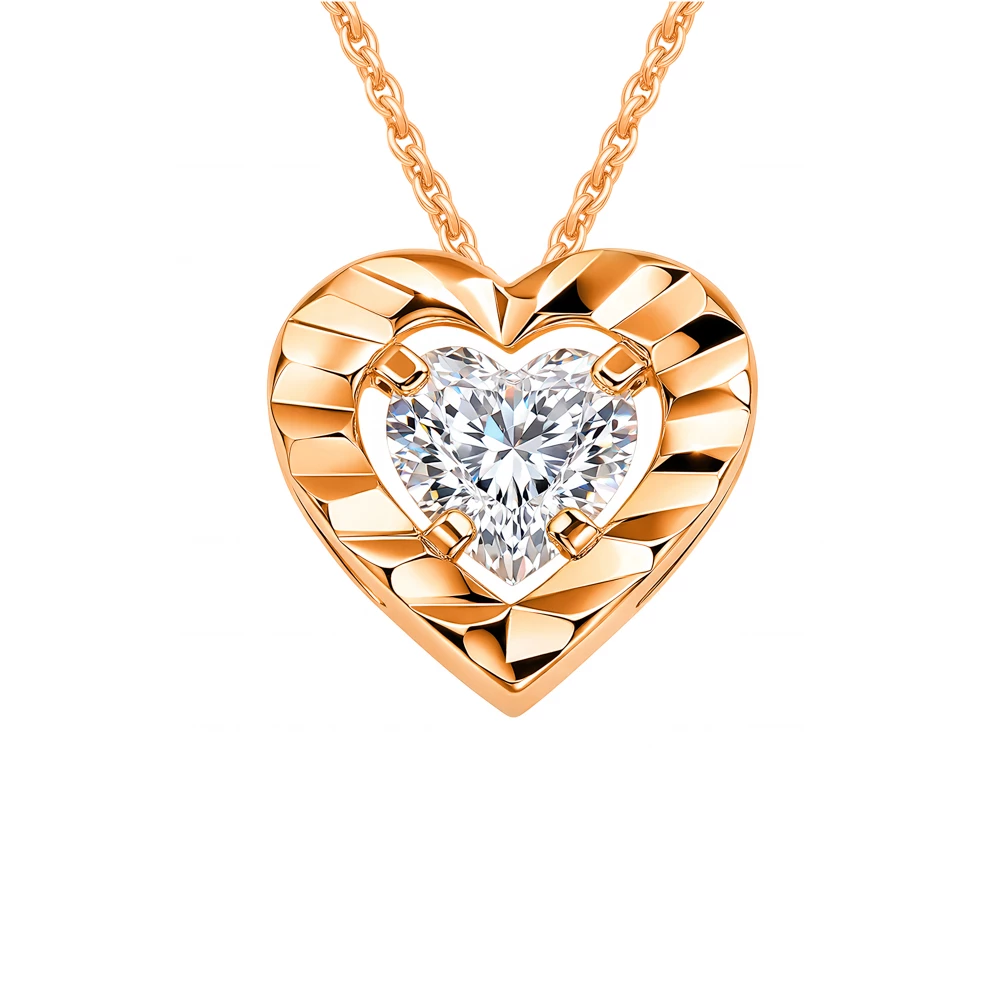 Подвес с фианитом из красного золота 375 пробы