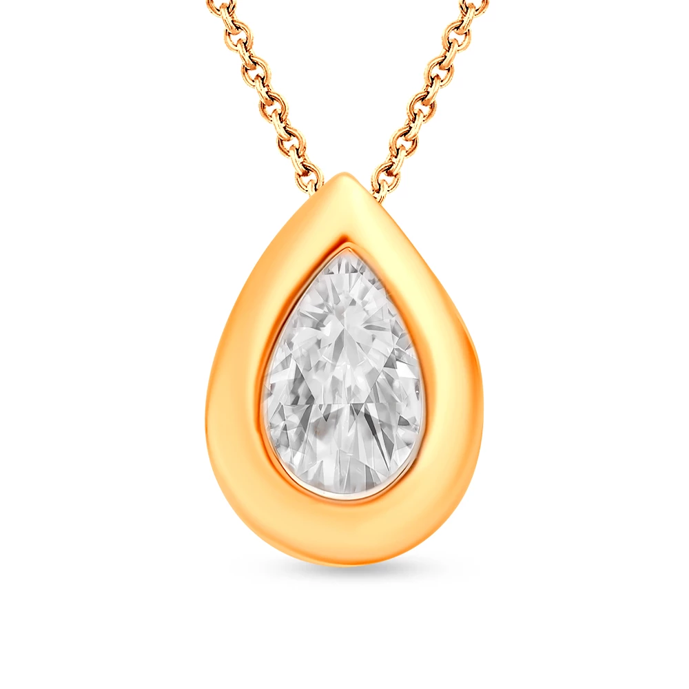 Подвес с фианитом из красного золота 375 пробы