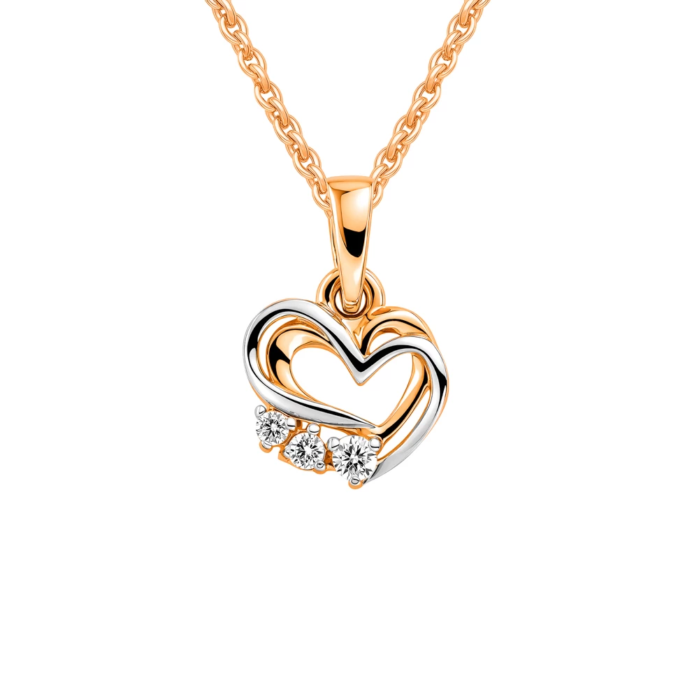 Подвес с фианитами из красного золота 375 пробы